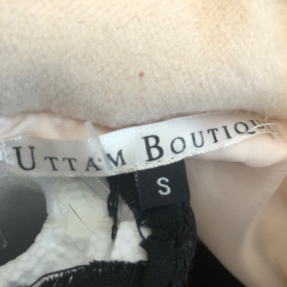 Cream and Black Embroidered European Luxury Wool Coat - Picture 4 of 5